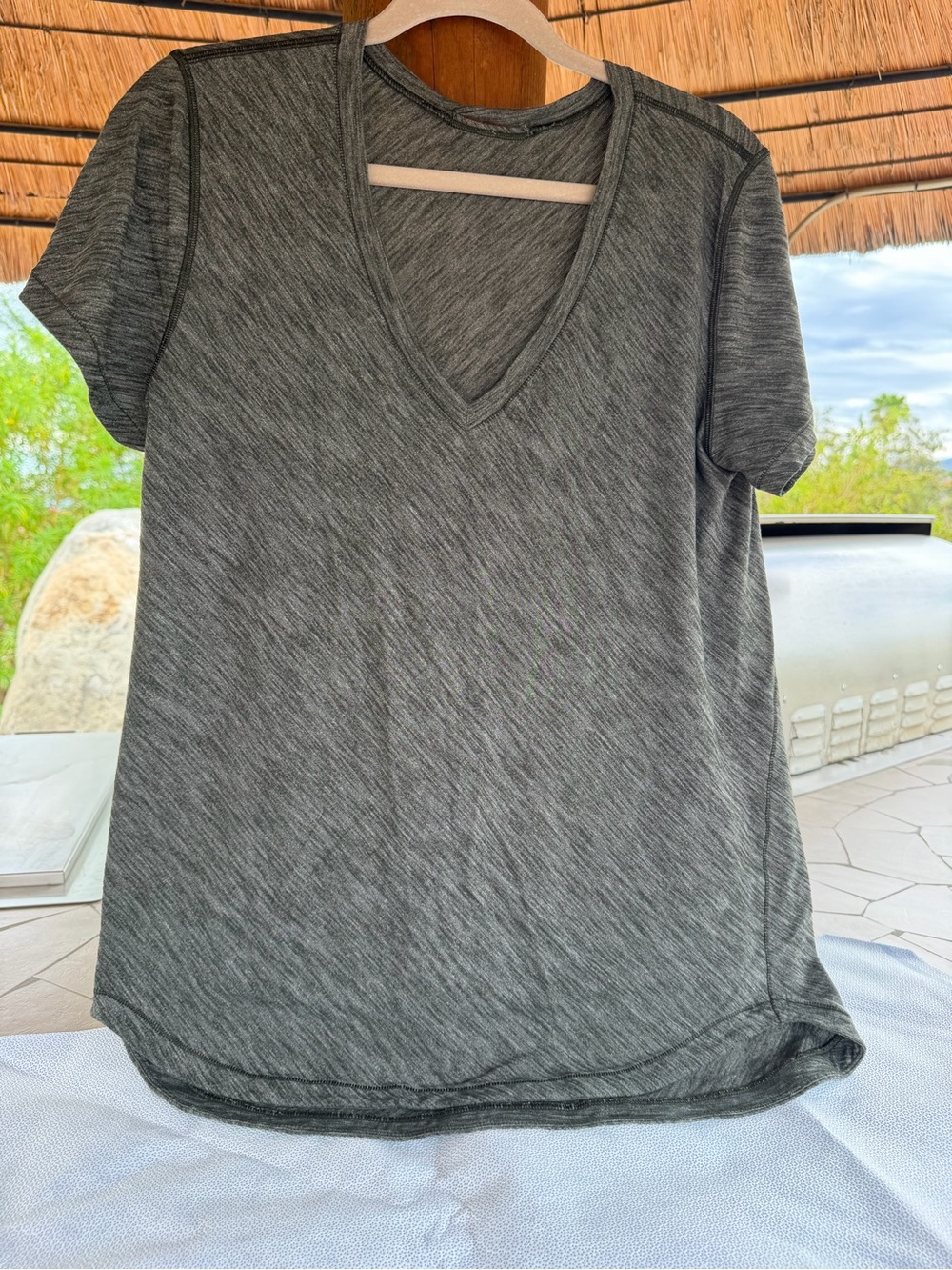 LULULEMON Heathered Green. Size 12. Love V-Neck
